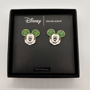 Disney Baublebar Halloween Mickey Mouse Glow In The Dark Spider Web Earrings NIB